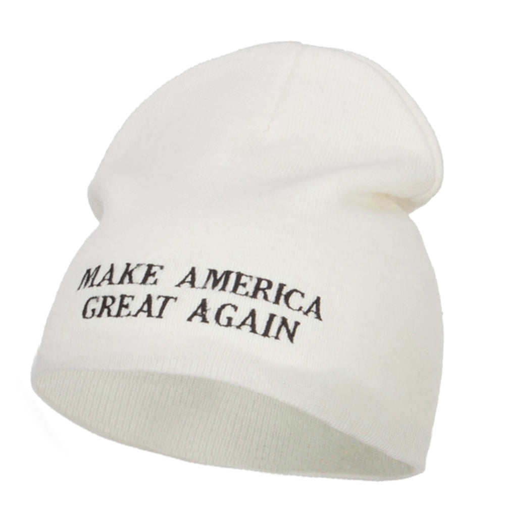 Make America Great Again Embroidered Short Beanie - White OSFM