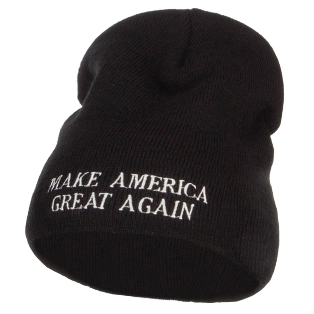 Make America Great Again Embroidered Short Beanie - Black OSFM