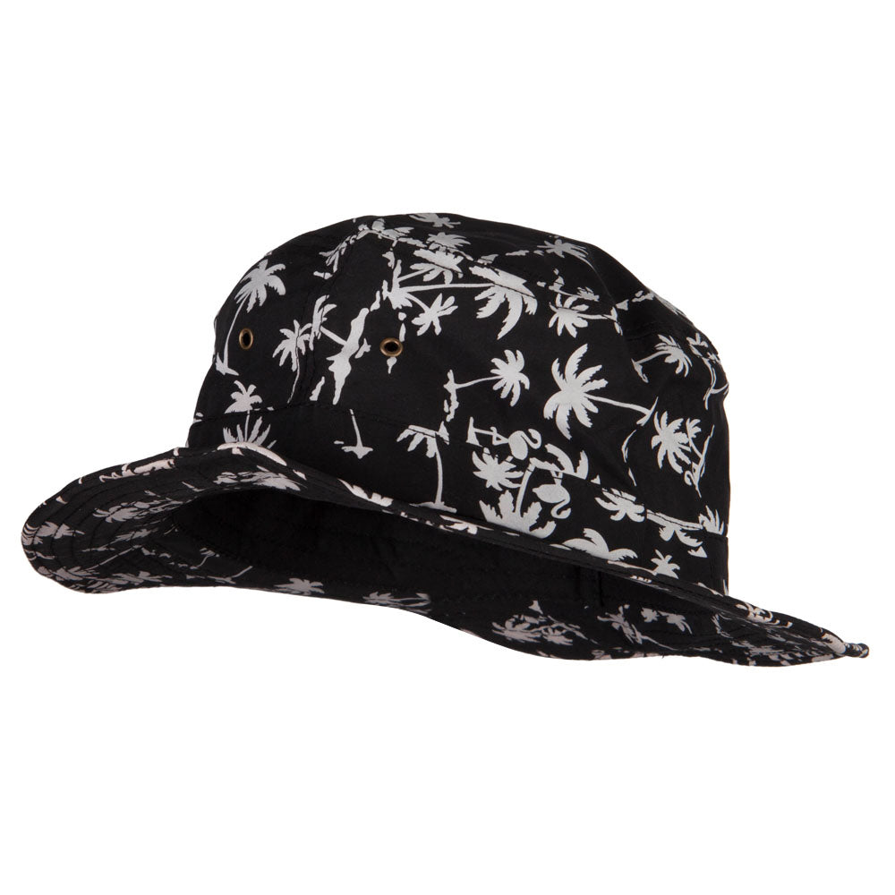 Palm Print Wired Bucket Hat - Black OSFM