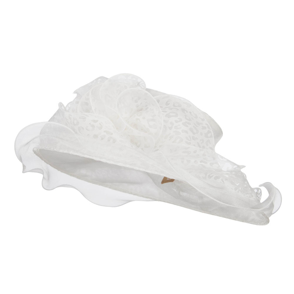 Animal Print Fashion Organza Hat - White OSFM