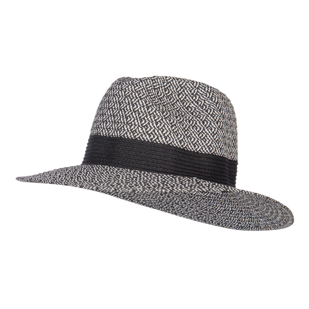 Mixed Color Braid Ribbon Panama Hat - Black OSFM