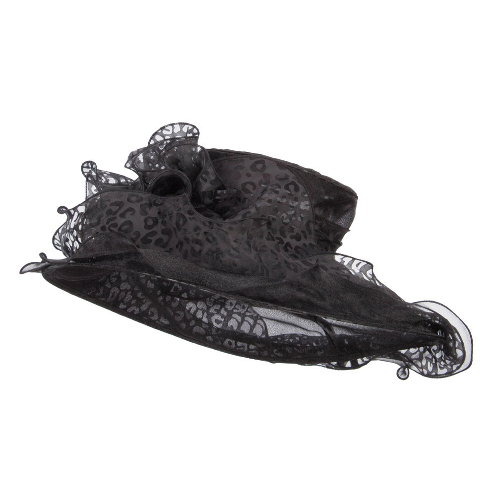 Animal Print Fashion Organza Hat - Black OSFM