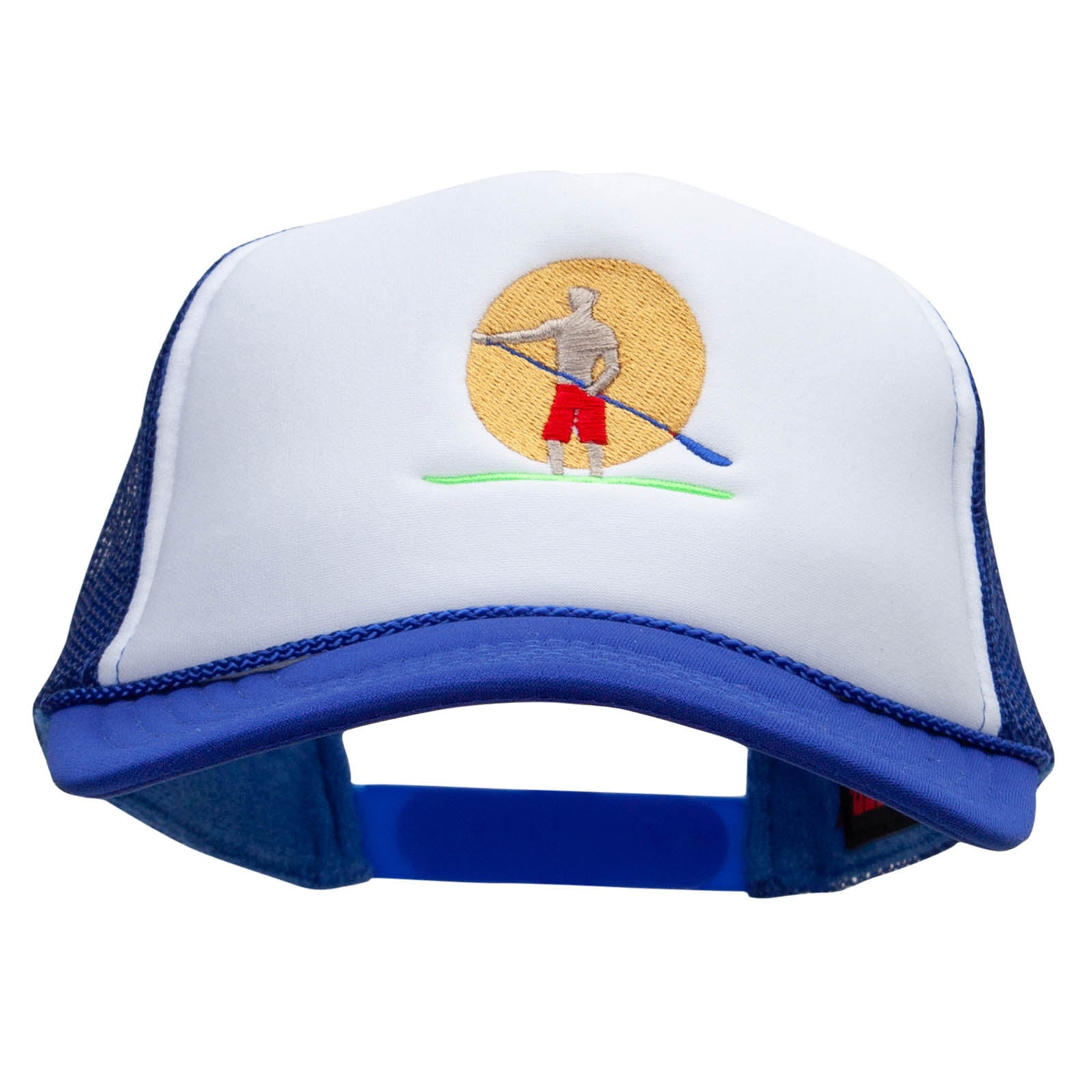 Paddle Boarding Embroidered Foam Panel Mesh Snapback - Royal White OSFM