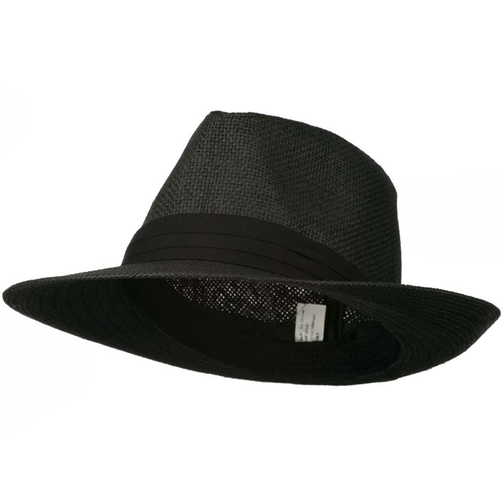 Men&#039;s Large Brim Fedora Hat - Black M