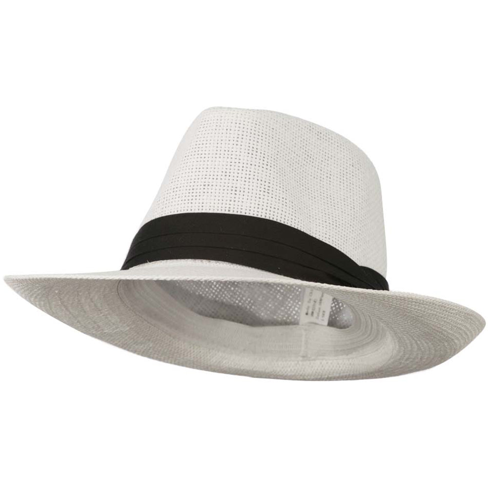 Men&#039;s Large Brim Fedora Hat - White M