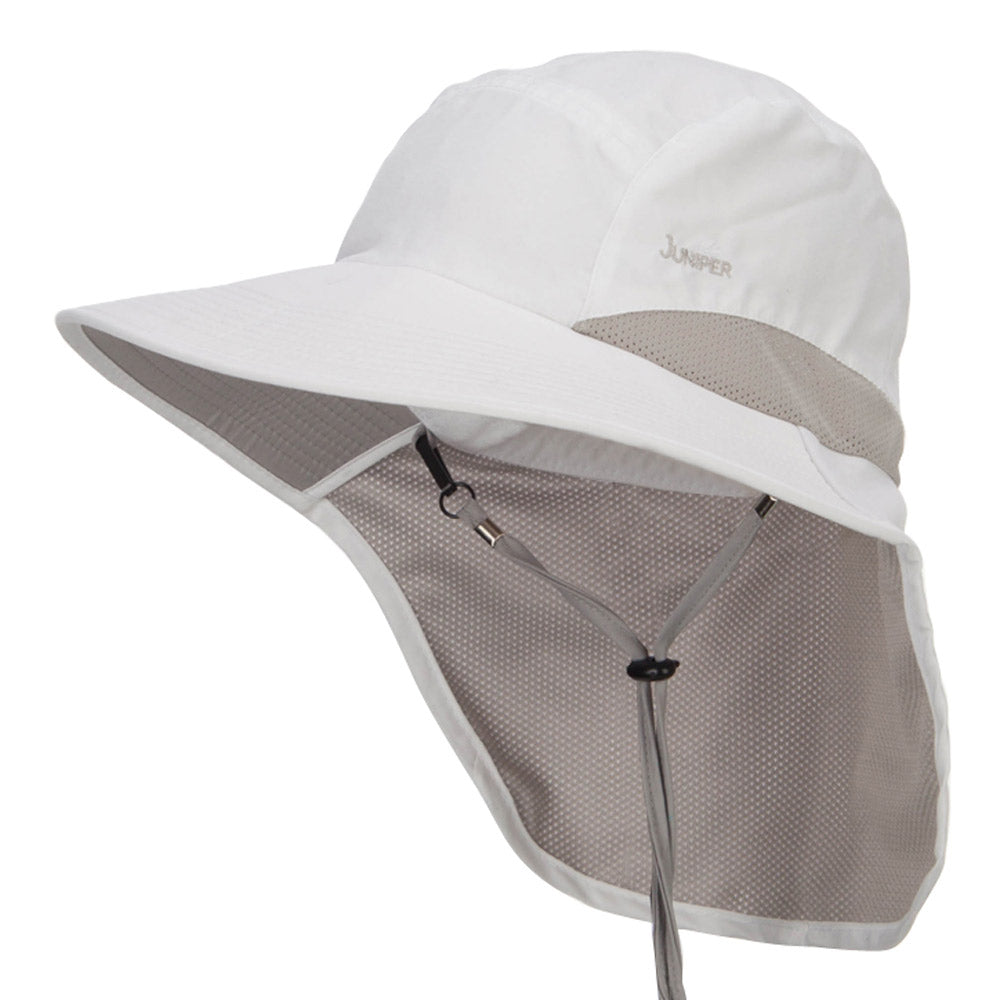 Microfiber UV Large Bill Flap Hat - White OSFM