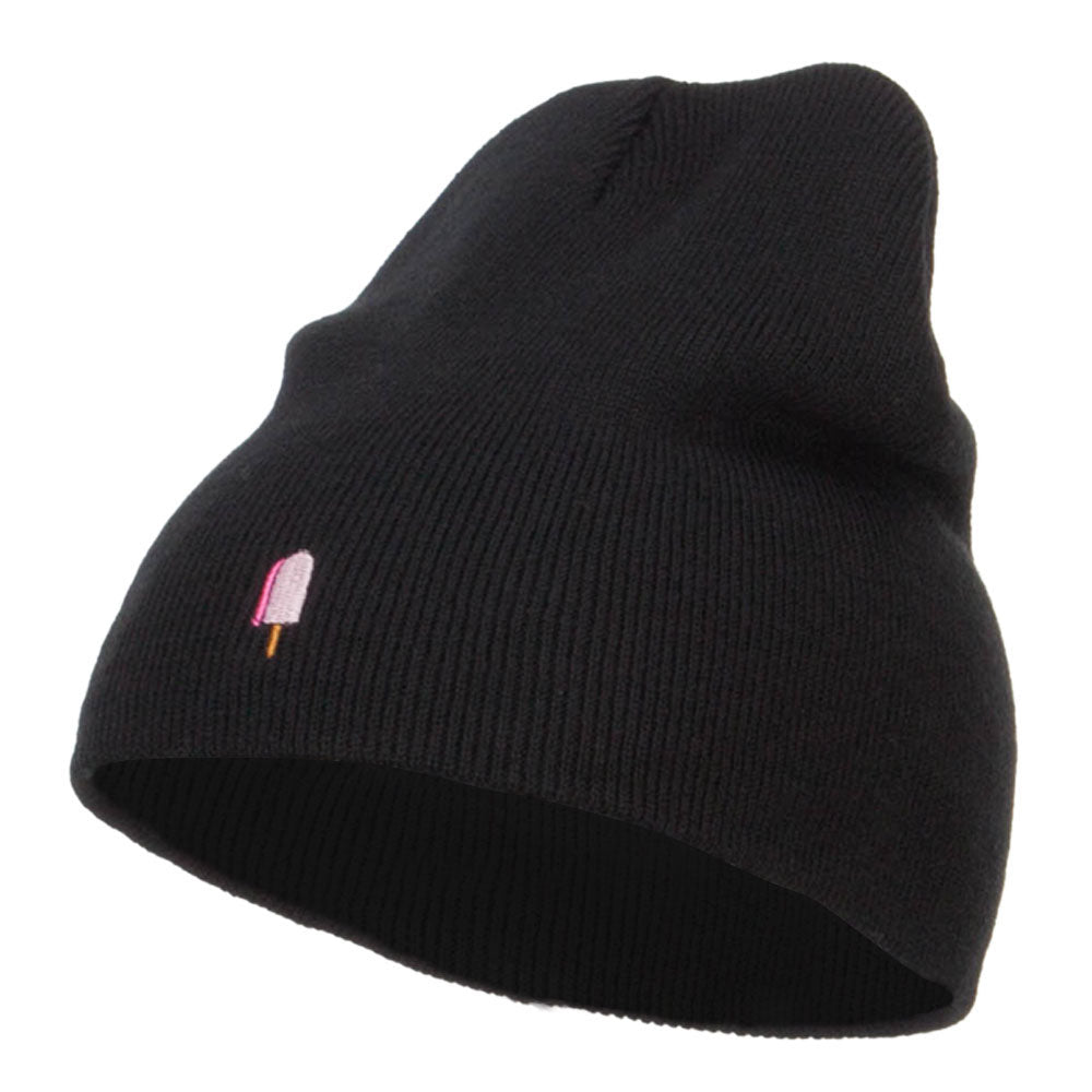 Mini Popsicle Embroidered Short Beanie - Black OSFM