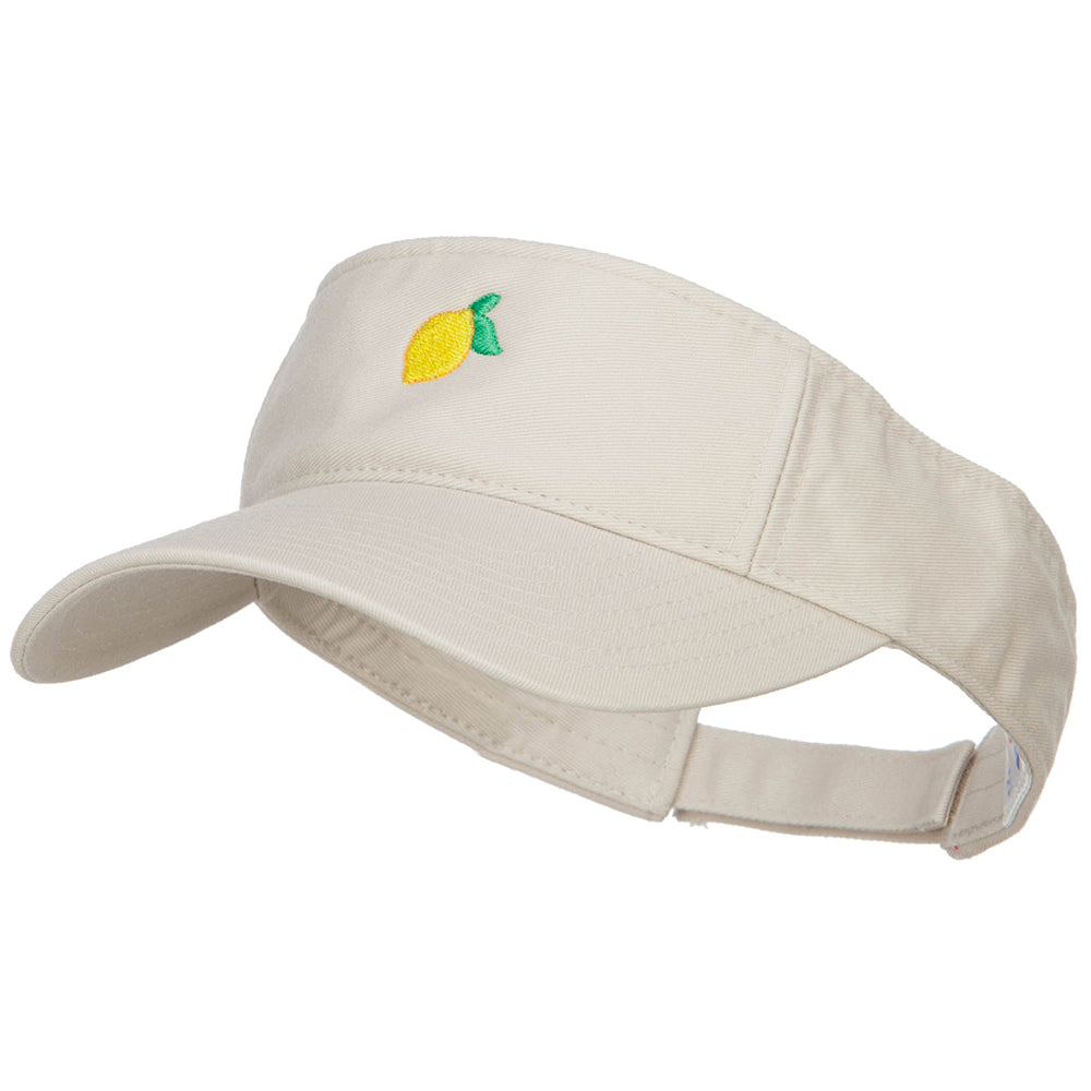 Mini Lemon Embroidered Cotton Washed Visor - Stone OSFM