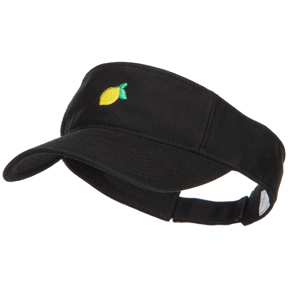 Mini Lemon Embroidered Cotton Washed Visor - Black OSFM