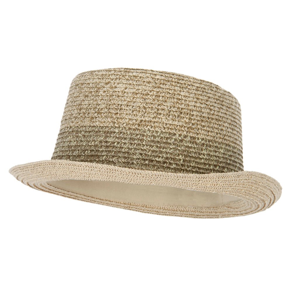 Men&#039;s Multi Tweed Paper Braid Pork Pie Fedora Hat - Tan L