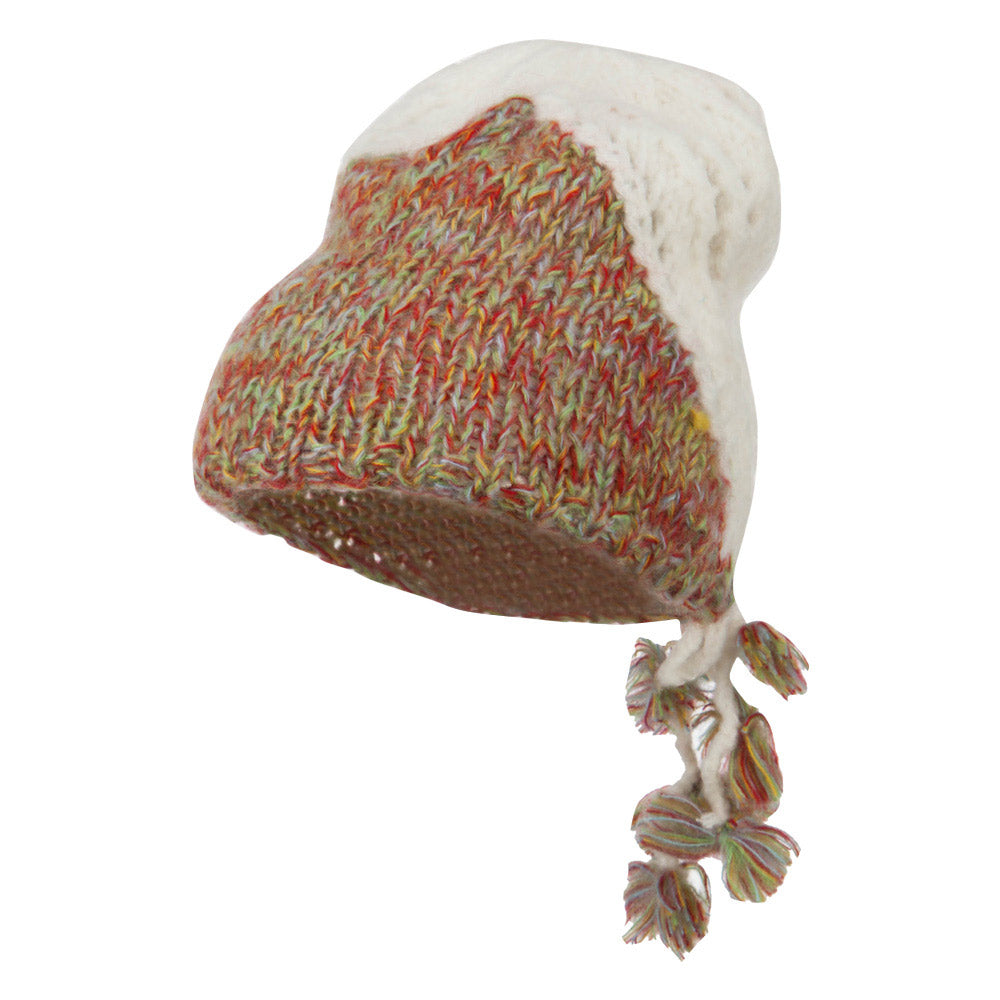 Women&#039;s Multi Mix Gathered Back Beanie - White OSFM