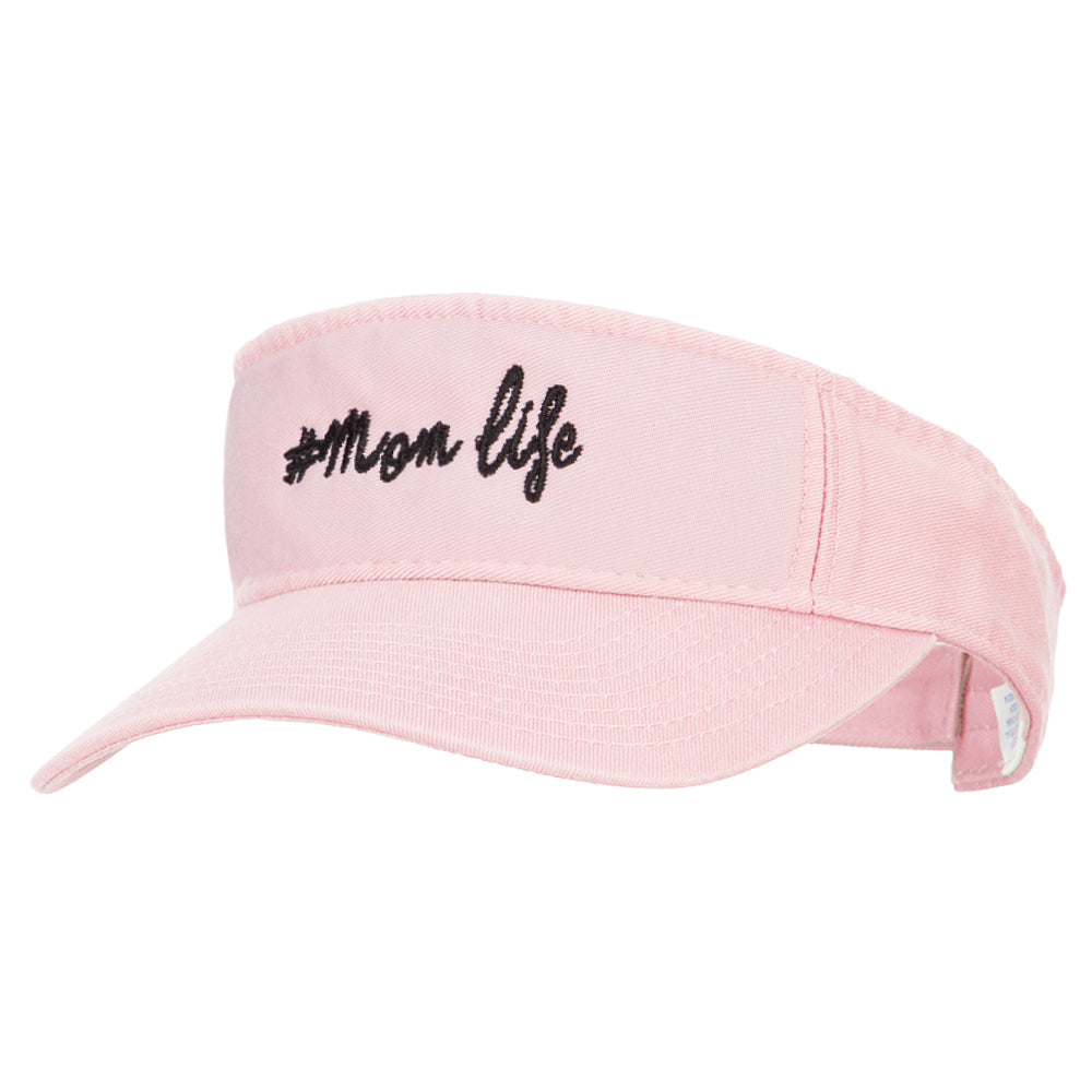 #Mom Life Embroidered Pro Style Cotton Washed Visor - Lt Pink OSFM