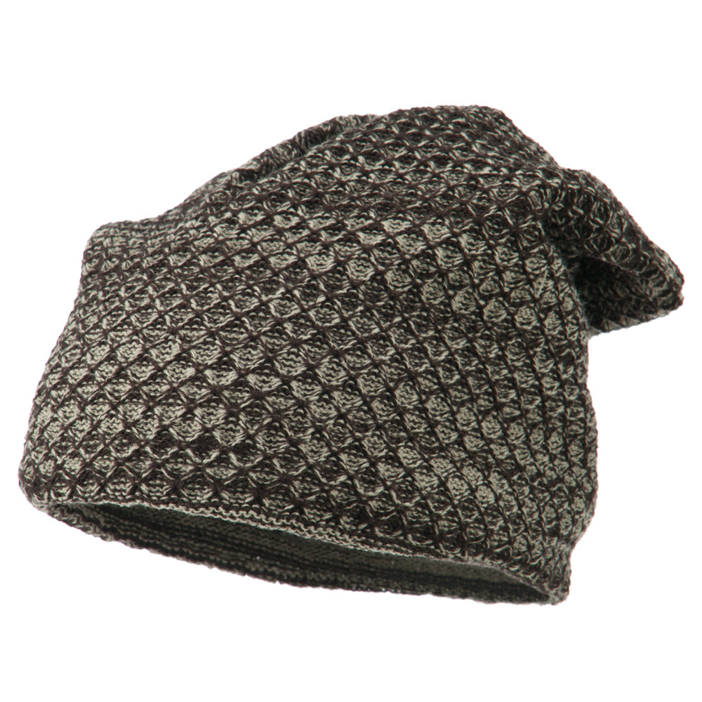 Multi Pattern Reversible Beanie - Brown OSFM