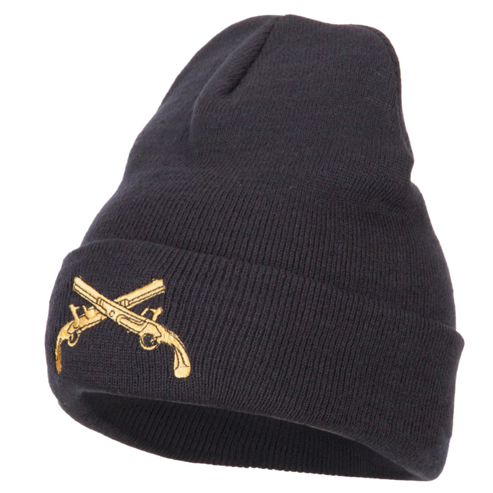 Military Police Insignia Embroidered Long Knitted Beanie - Navy OSFM