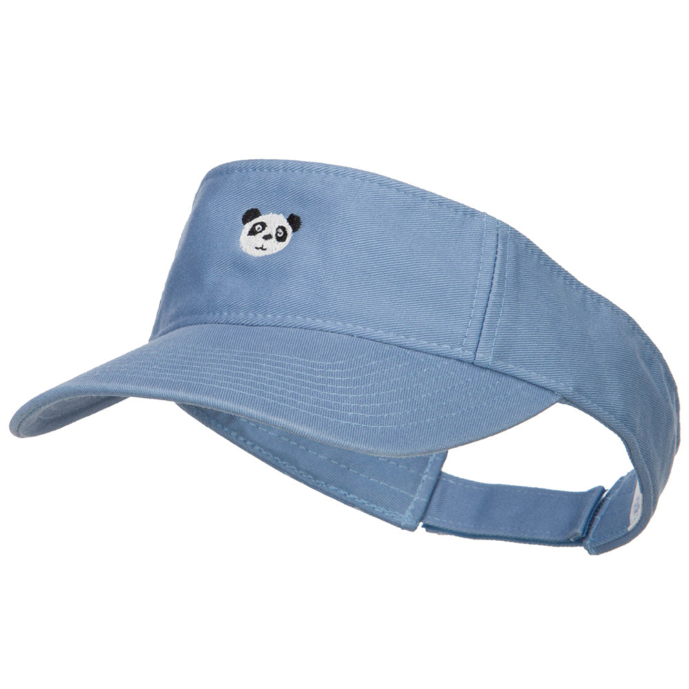 Mini Panda Embroidered Cotton Washed Visor - Lt Blue OSFM