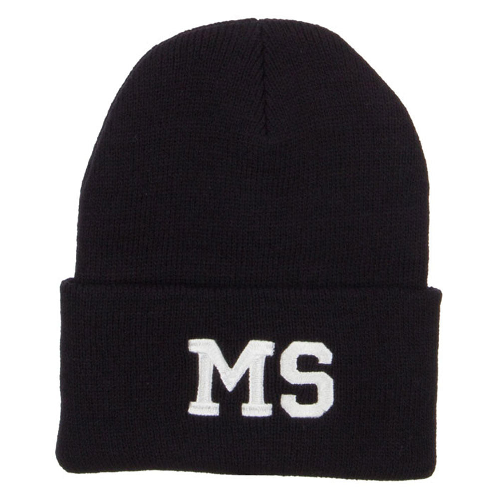 MS Mississippi State Embroidered Long Beanie - Black OSFM