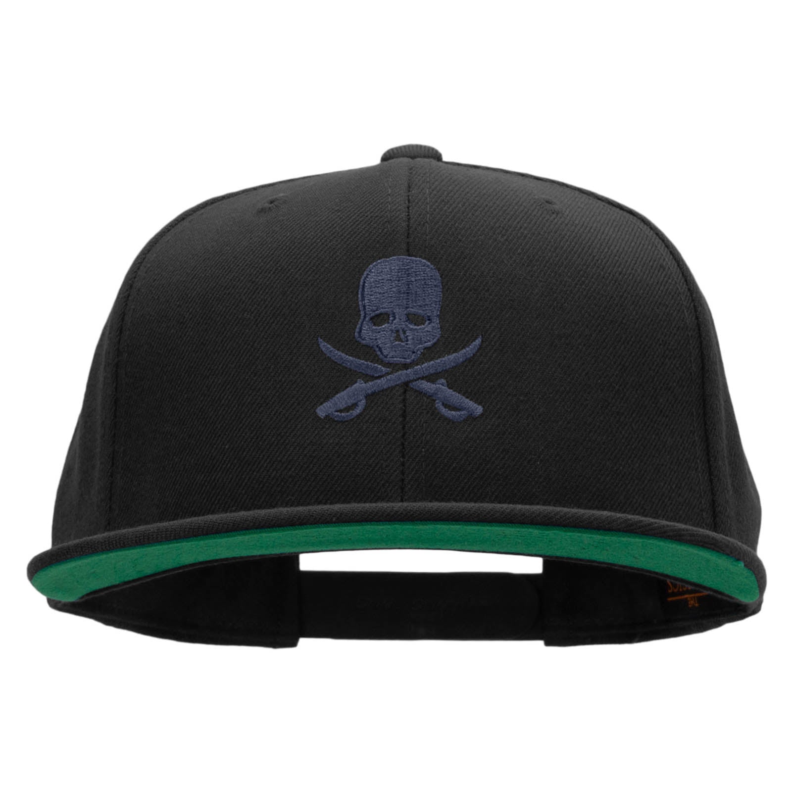 Skull And Sabers Embroidered Wool Blend Prostyle Snapback - Black OSFM