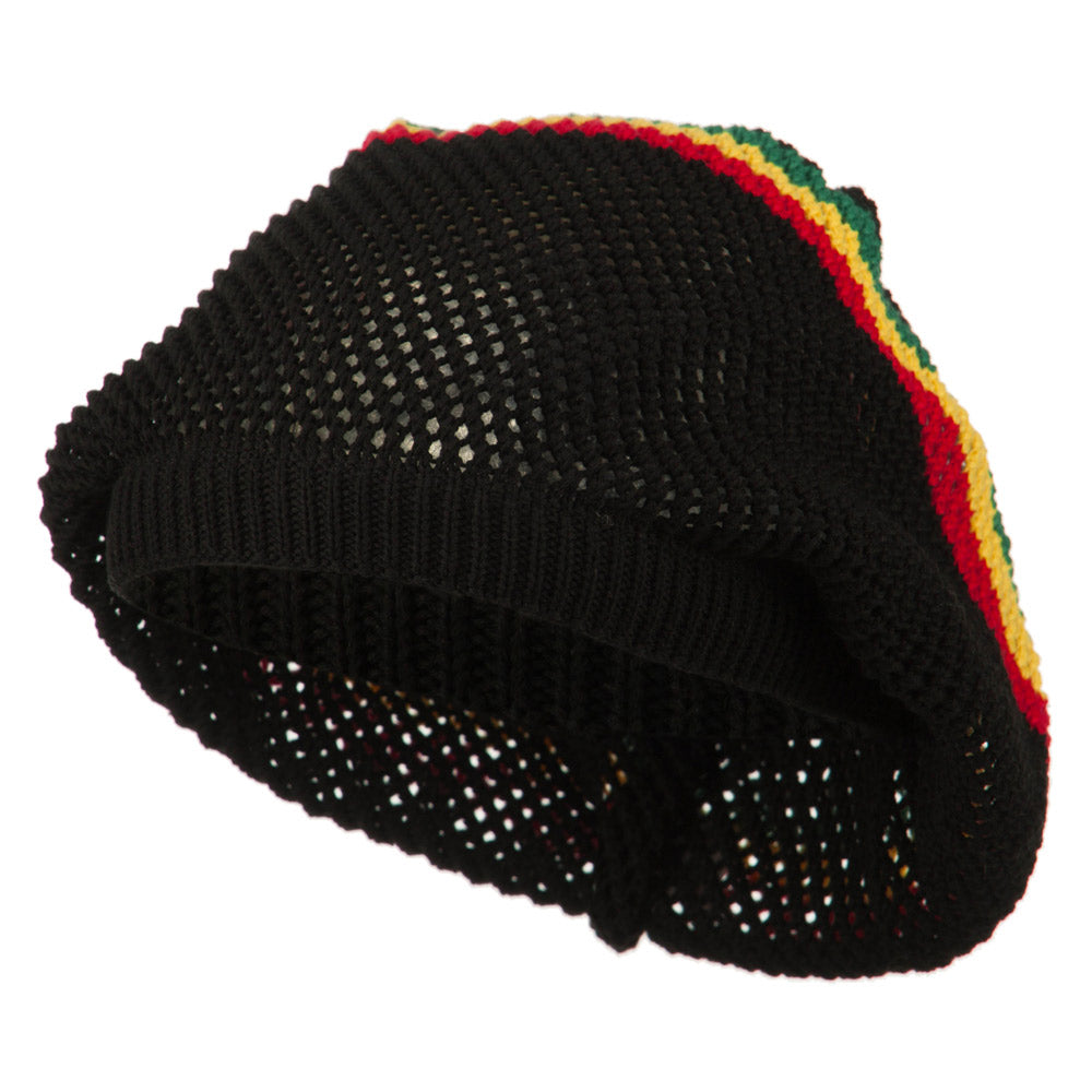 Big Size Mesh Rasta Deep Shell Beanie - Black XL-3XL