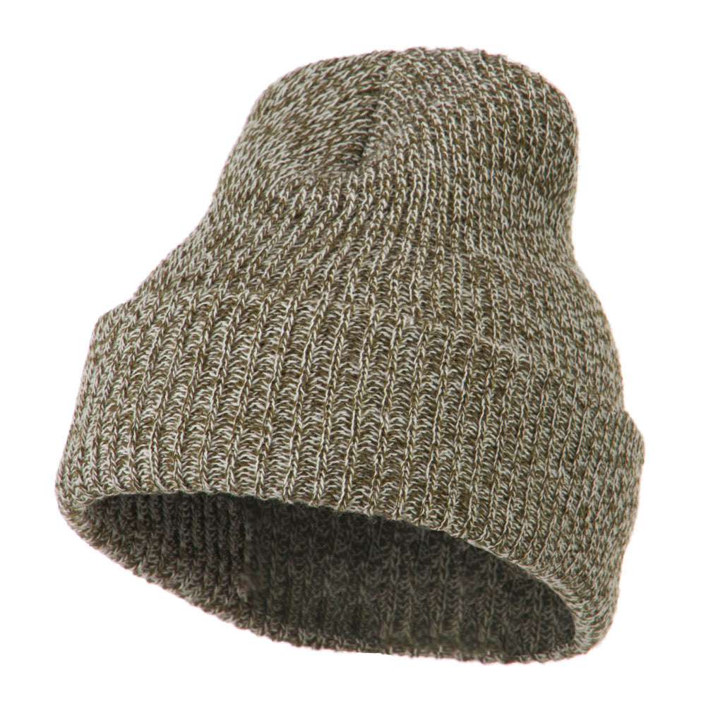 Short Marled Beanie - Olive OSFM