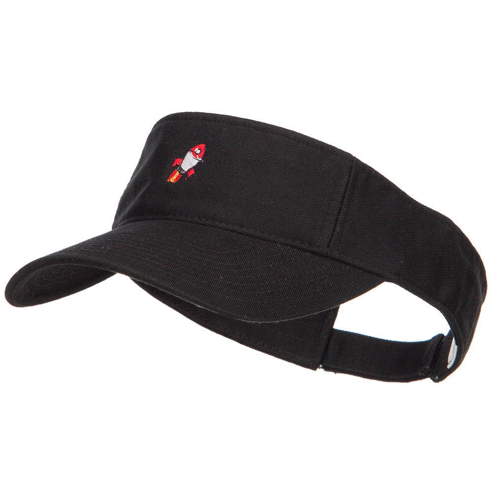 Mini Rocket Embroidered Cotton Washed Visor - Black OSFM