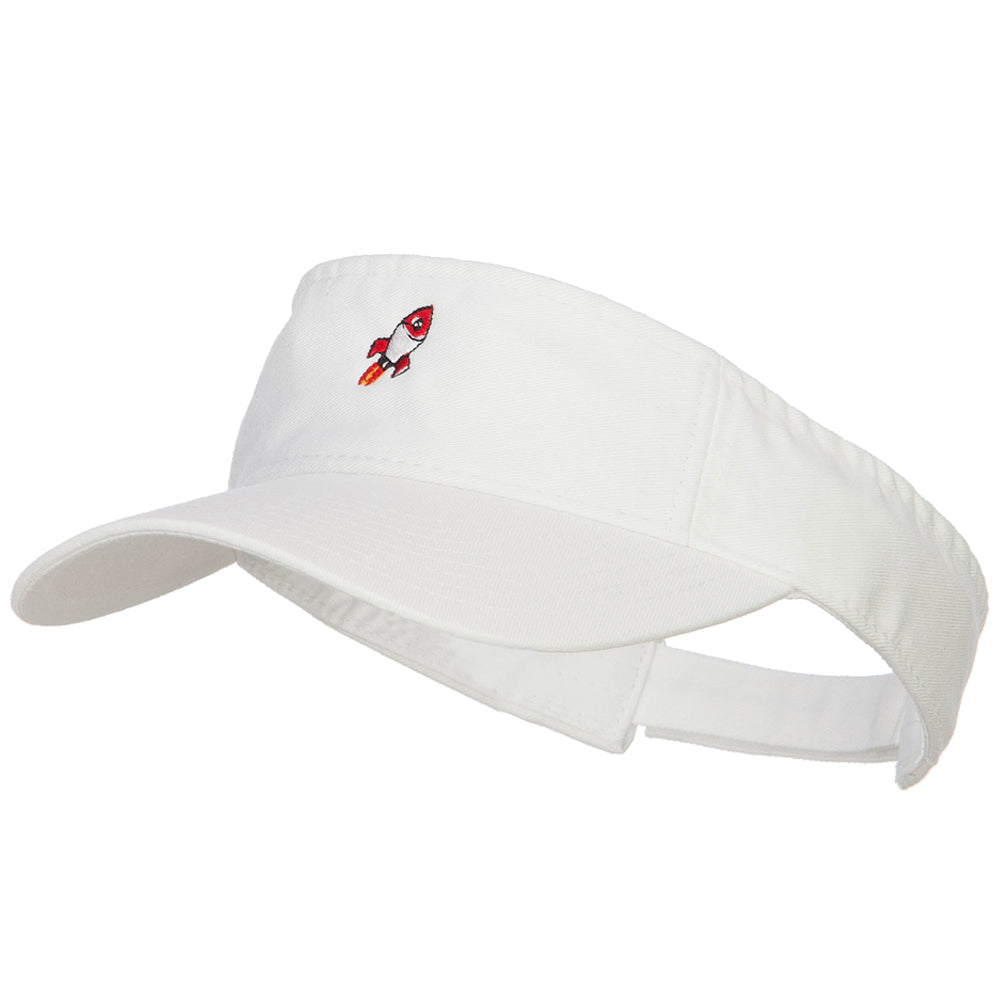 Mini Rocket Embroidered Cotton Washed Visor - White OSFM