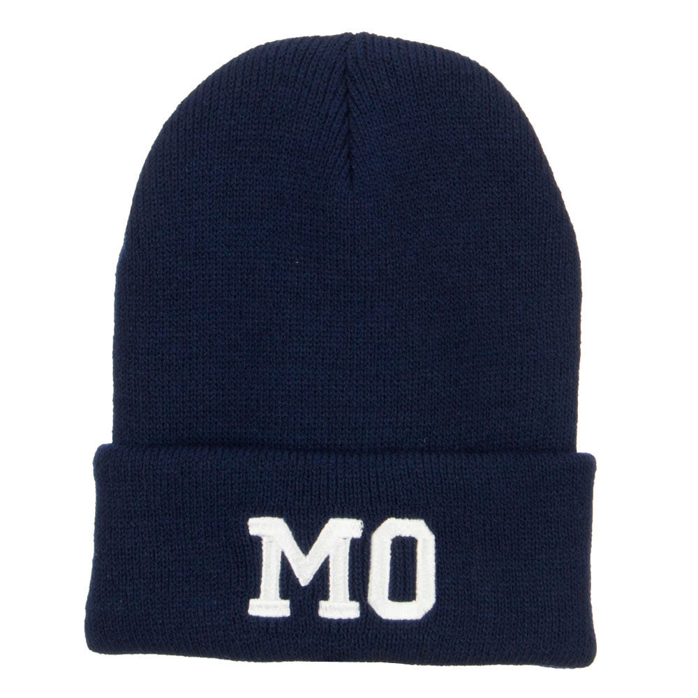 MO Missouri State Embroidered Long Beanie - Navy OSFM