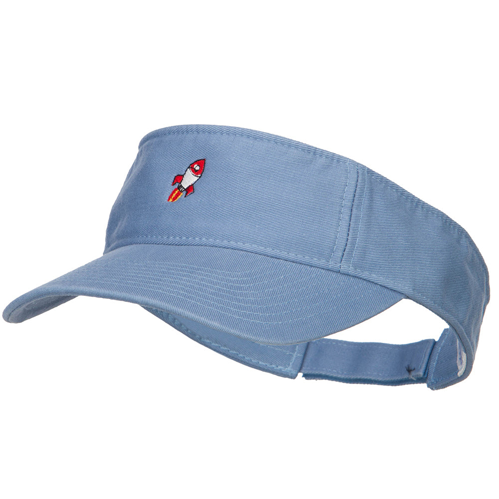 Mini Rocket Embroidered Cotton Washed Visor - Lt Blue OSFM