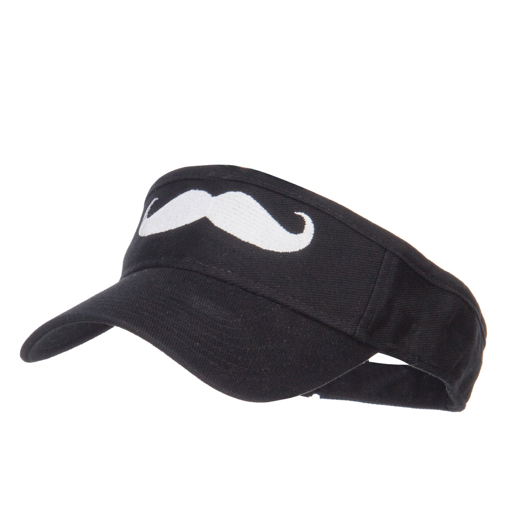 Mustache Embroidered Brushed Sun Visor - Black OSFM