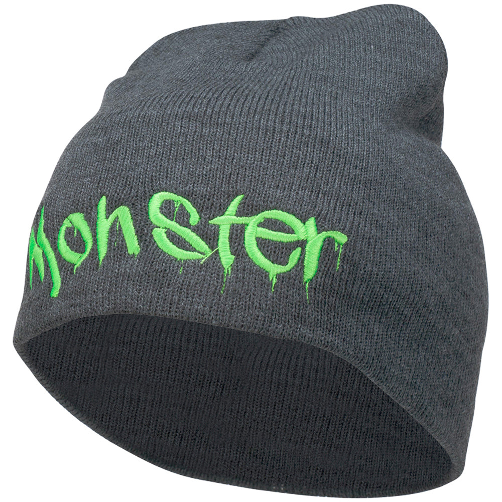 Monster Embroidered Short Beanie - Dk Grey OSFM