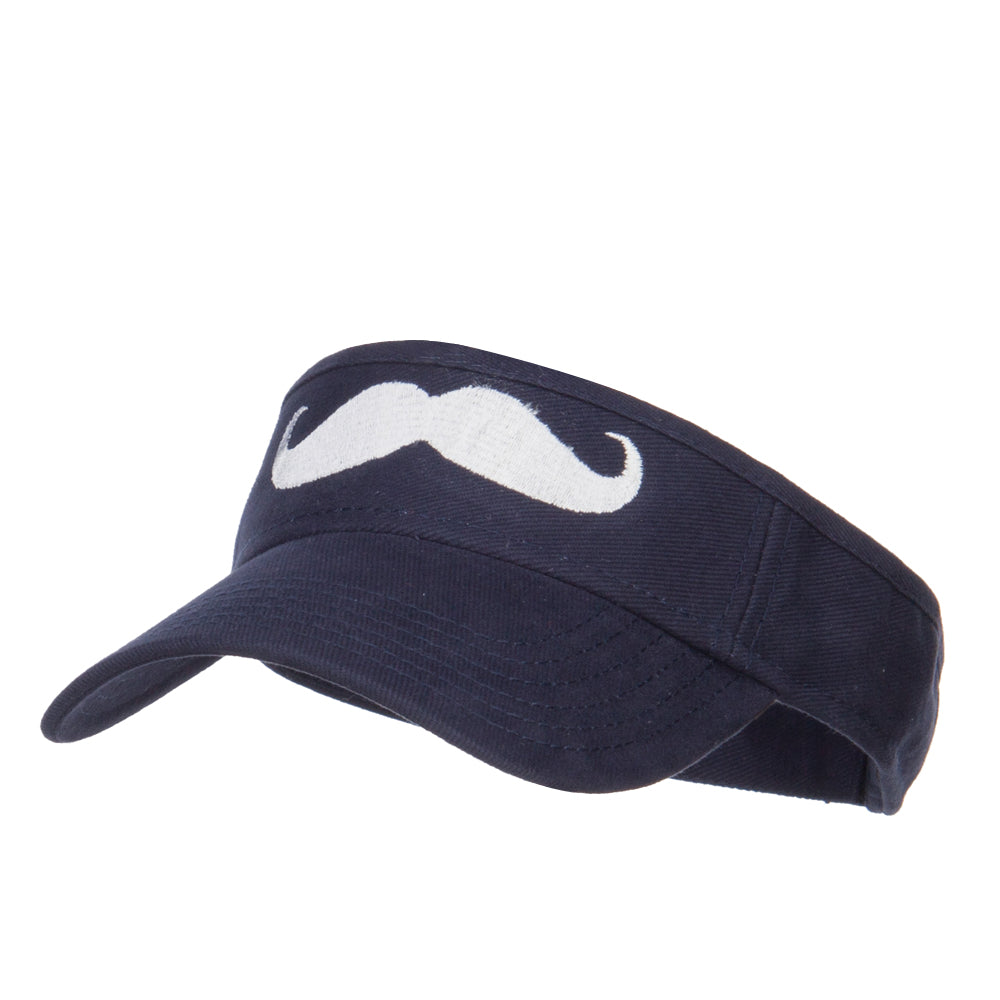 Mustache Embroidered Brushed Sun Visor - Navy OSFM