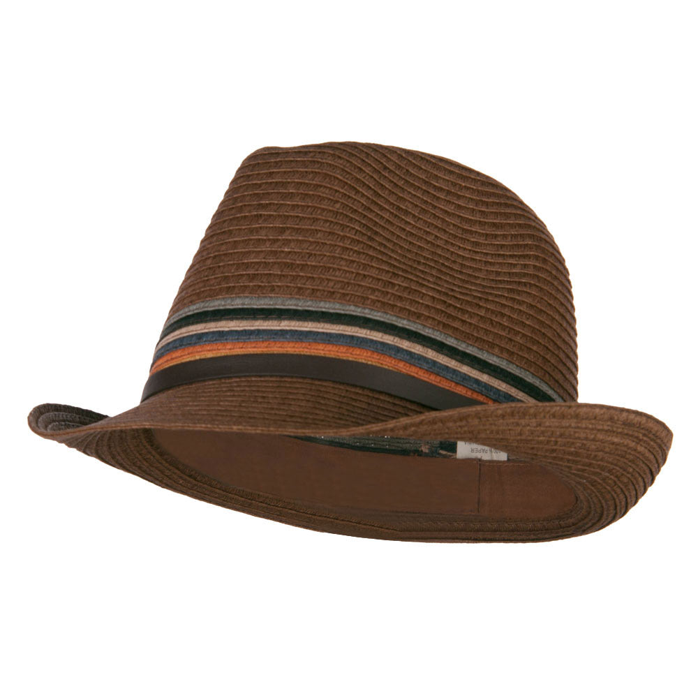 Men&#039;s Multi Colored Braid Fedora - Brown OSFM