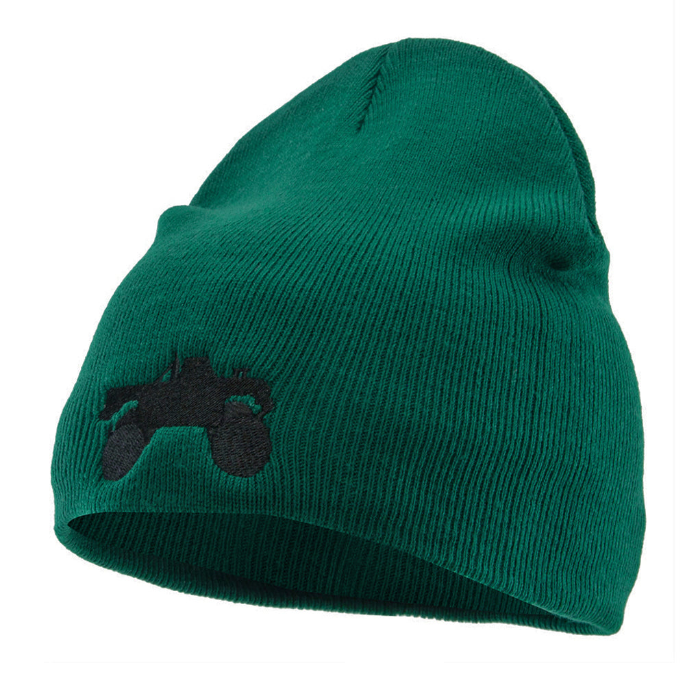 Monster Truck Embroidered 8 Inch Knitted Short Beanie - Dark Green OSFM