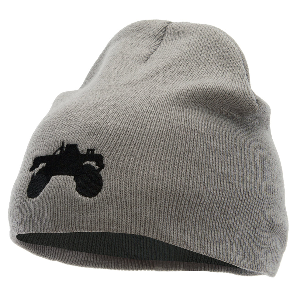 Monster Truck Embroidered 8 Inch Knitted Short Beanie - Grey OSFM