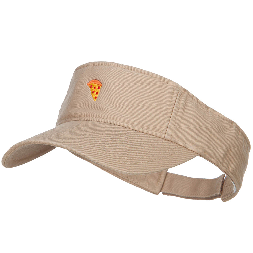 Mini Pizza Embroidered Cotton Washed Visor - Khaki OSFM