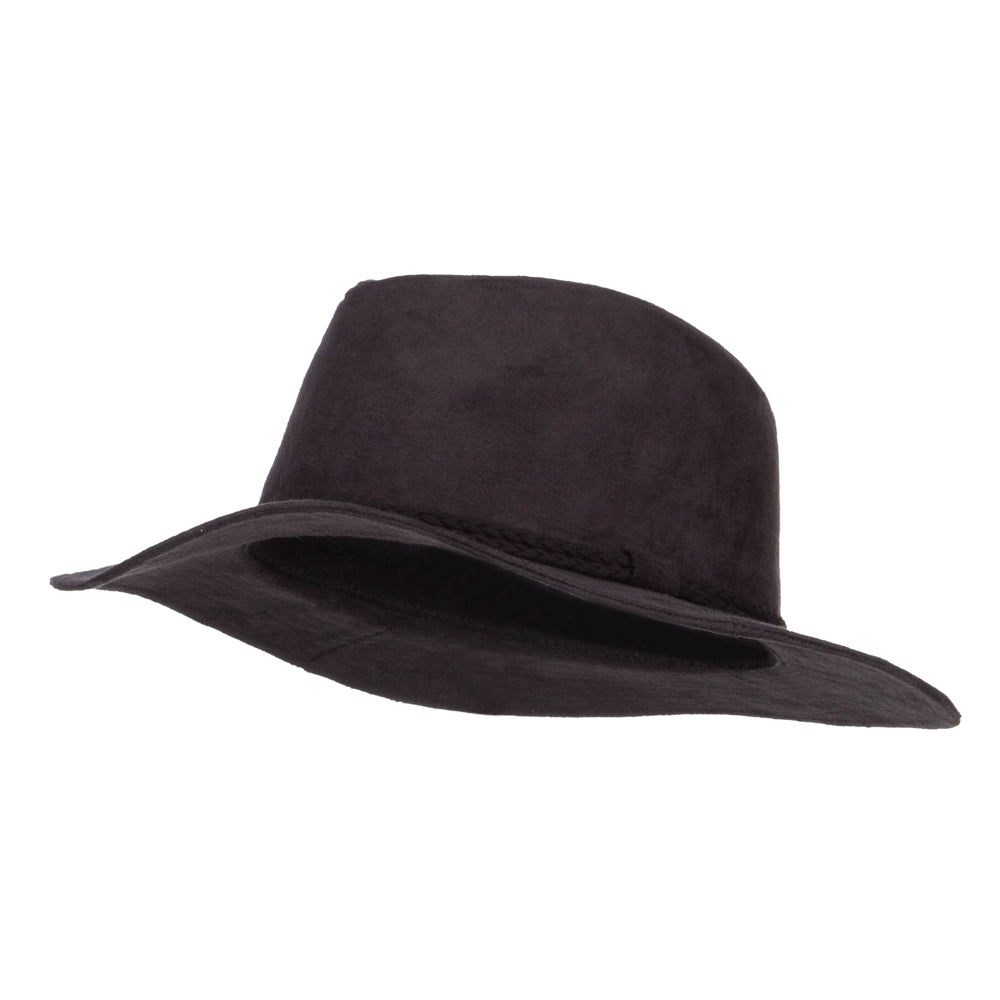 Poly Suede Panama Fedora - Black OSFM