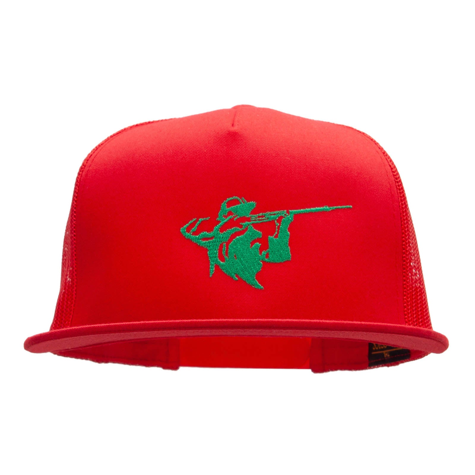 Hunter Aiming Embroidered 5 Panel Mesh Trucker Snapback - Red OSFM