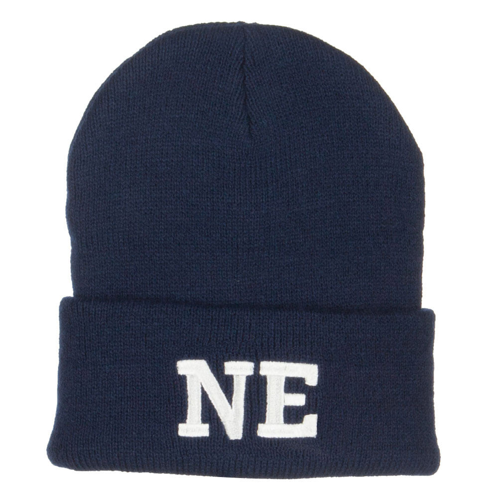 NE Nebraska State Embroidered Long Beanie - Navy OSFM