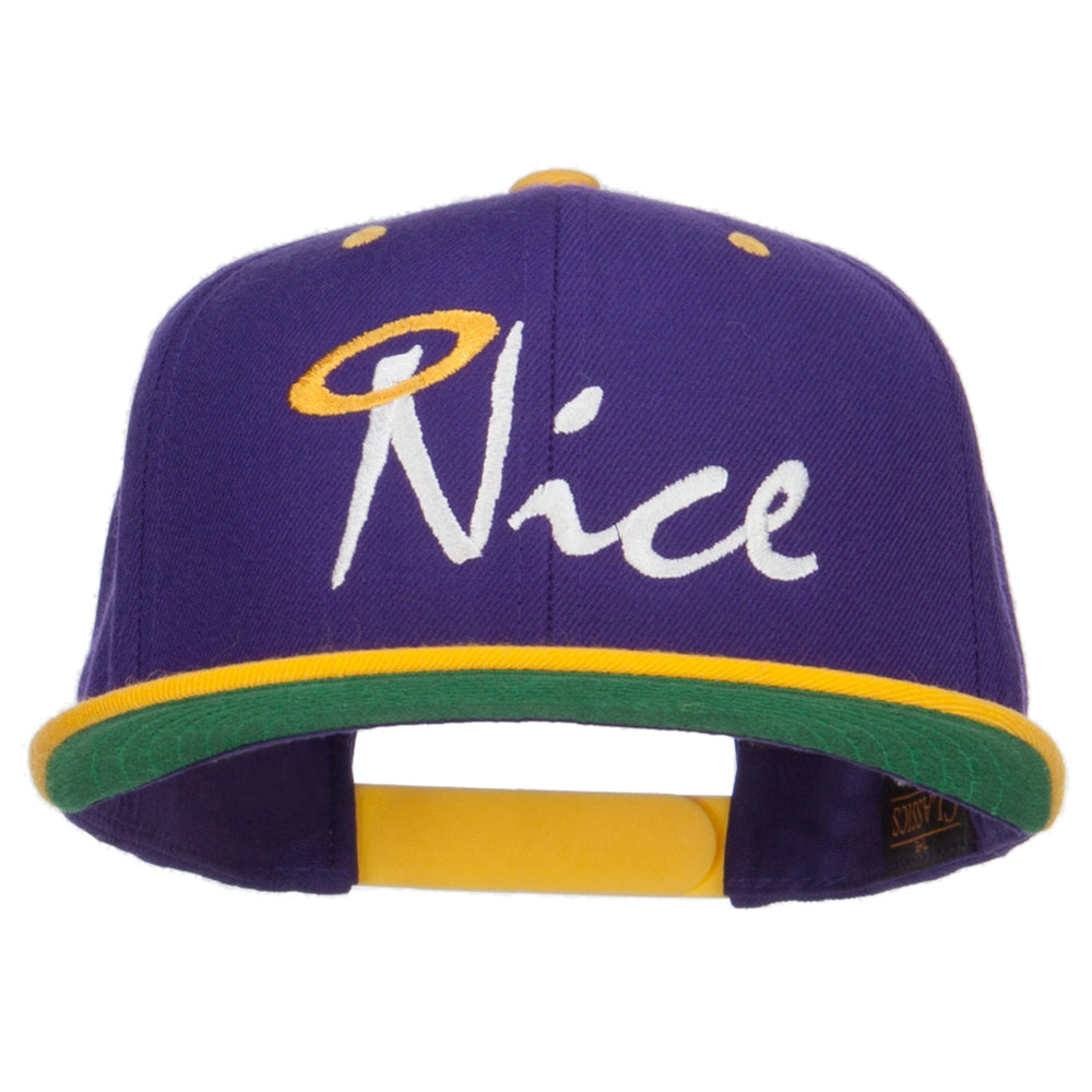 Nice Embroidered Two Tone Snapback - Purple Gold OSFM