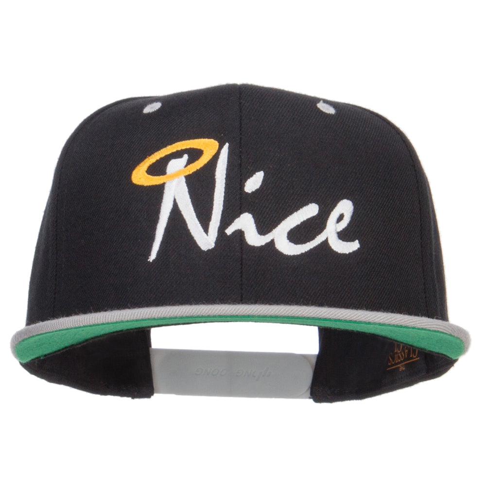 Nice Embroidered Two Tone Snapback - Black Silver OSFM