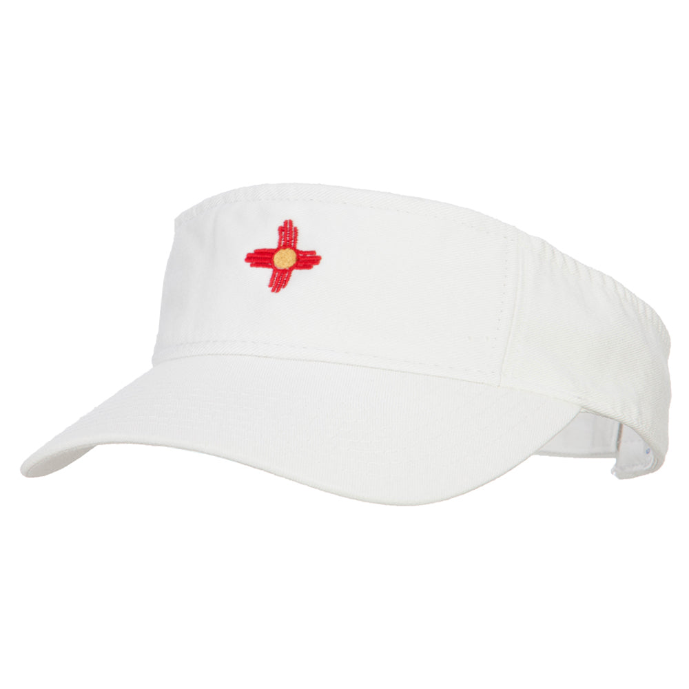 New Mexico Flag Logo Embroidered Pro Style Cotton Washed Visor - White OSFM