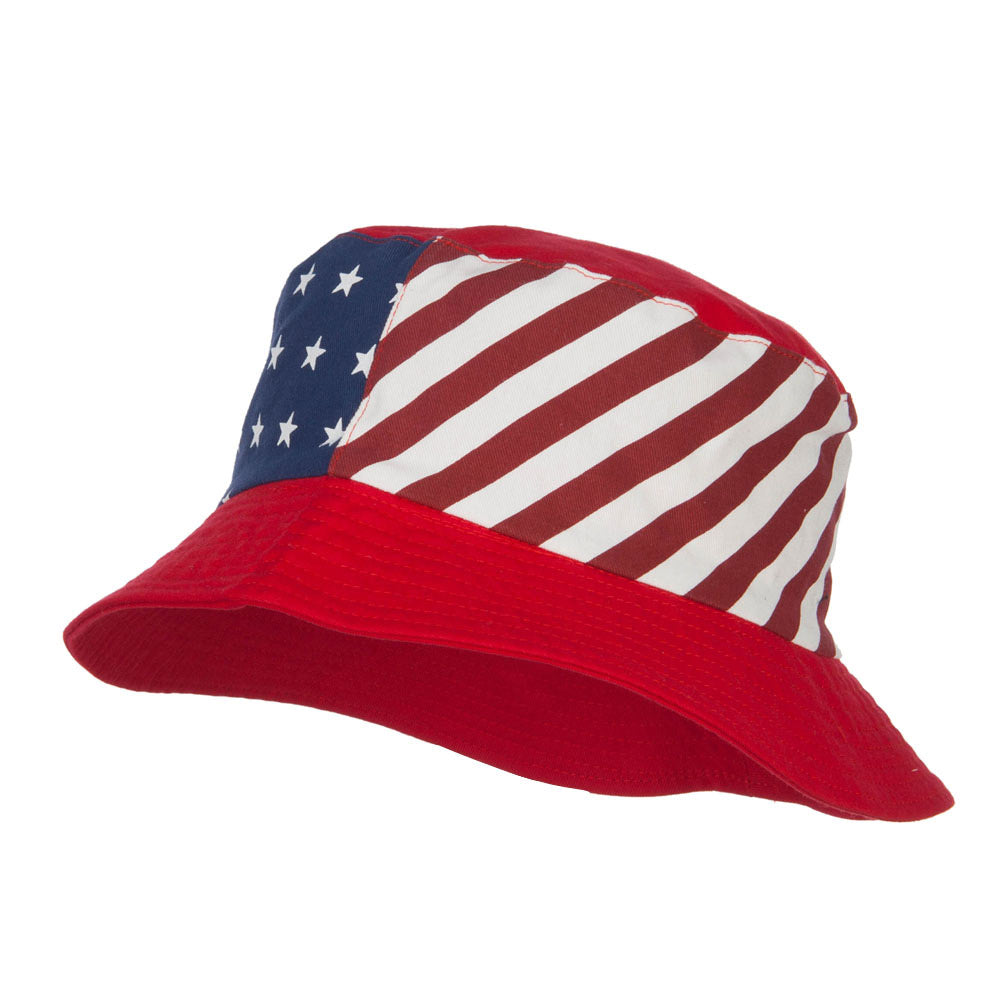 Reversible American Flag Bucket Hat - Red OSFM