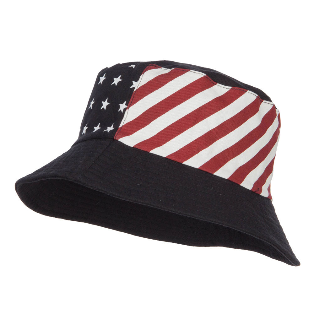 Reversible American Flag Bucket Hat - Black OSFM