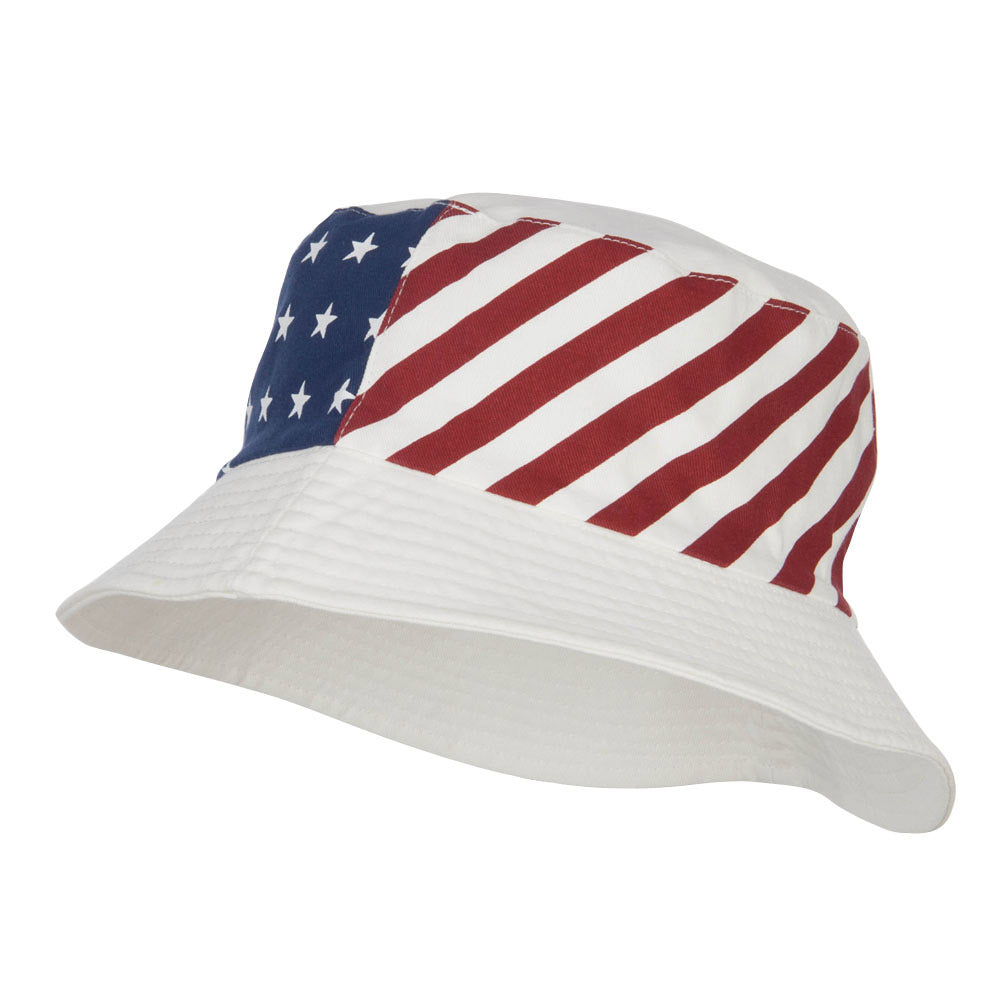 Reversible American Flag Bucket Hat - White OSFM