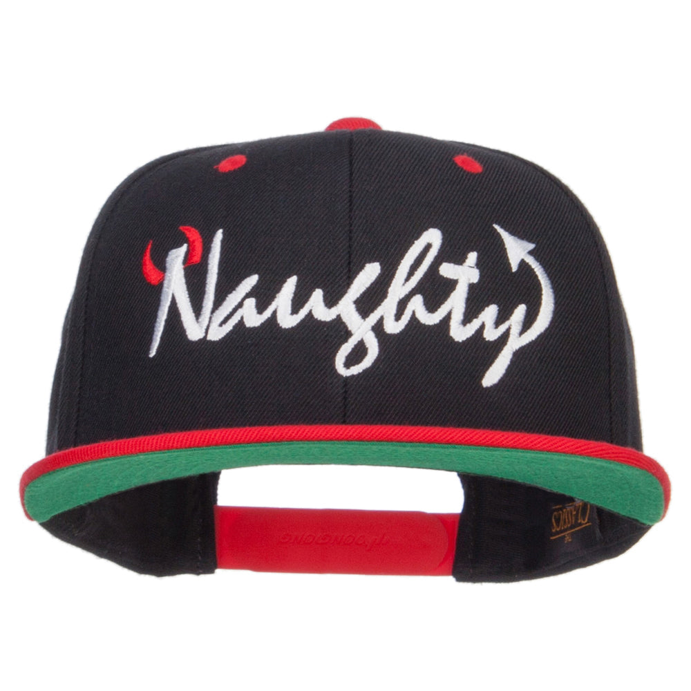 Naughty Devil Embroidered Two Tone Snapback - Black Red OSFM