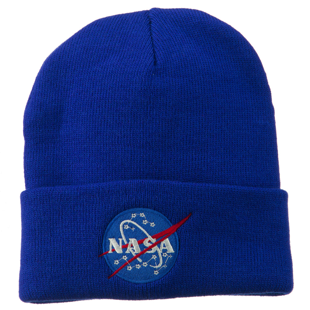 NASA Insignia Embroidered Long Beanie - Royal OSFM