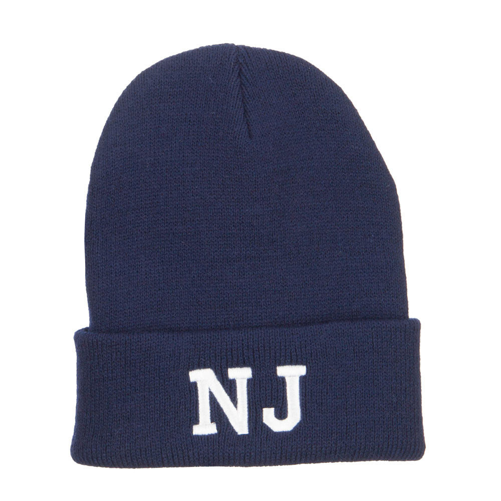 NJ New Jersey State Embroidered Cuff Beanie - Navy OSFM