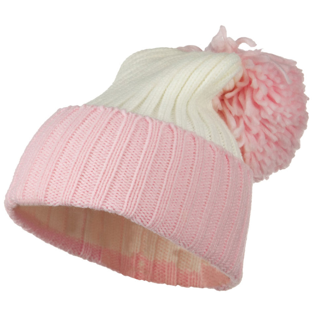 Neon Knit Hat with Pom Pom - Pink OSFM