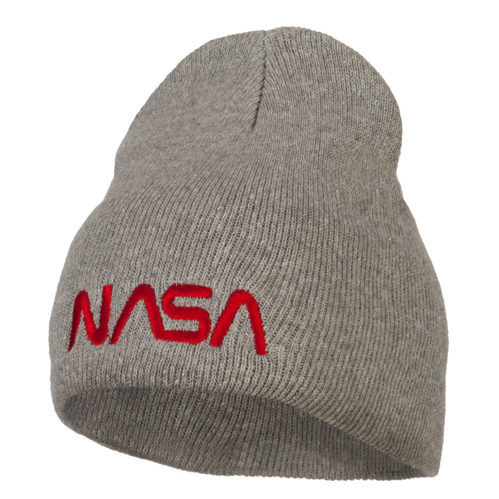 NASA Letter Logo Embroidered Stretch ECO Cotton Short Beanie - Grey XL-3XL