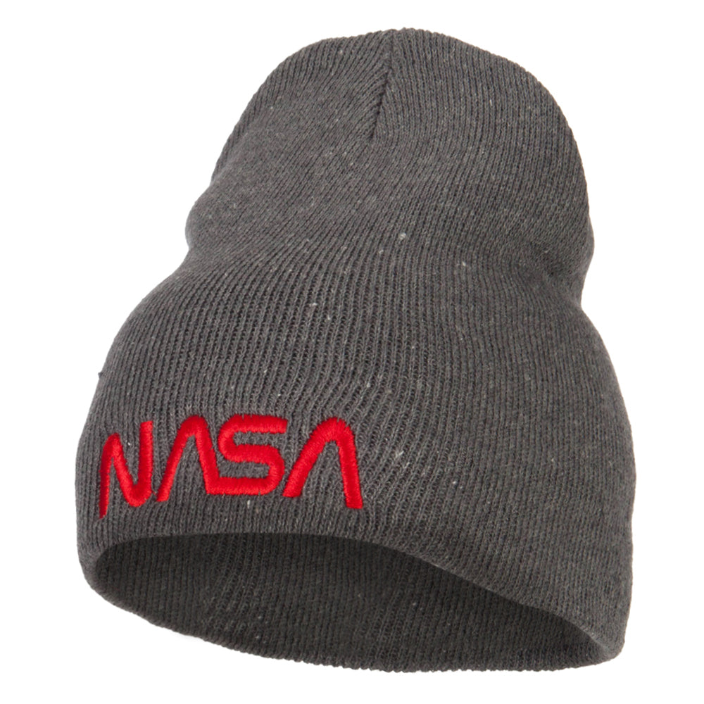 NASA Letter Logo Embroidered Stretch ECO Cotton Short Beanie - Charcoal XL-3XL