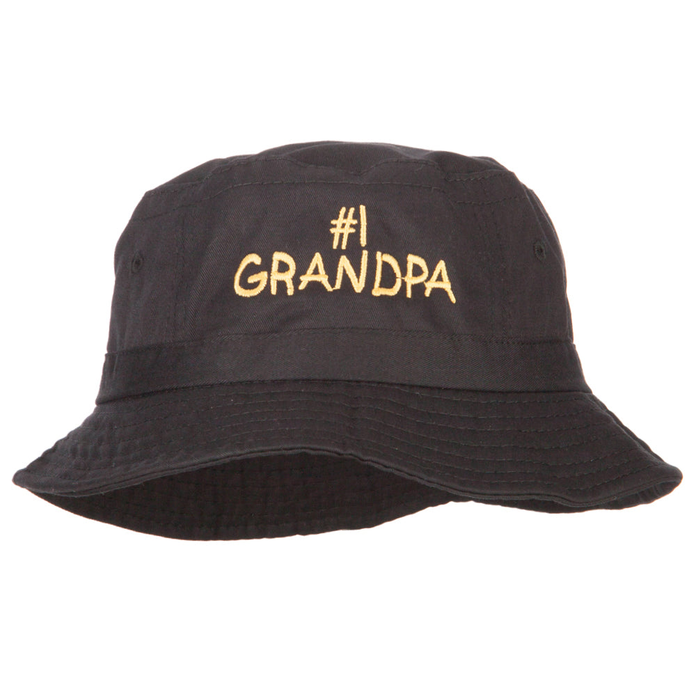 Number 1 Grandpa Embroidered Bucket Hat - Black OSFM